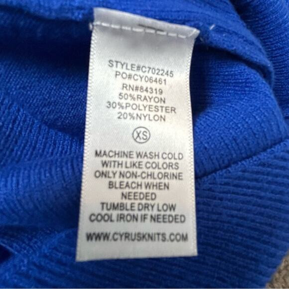 Raya Cowl Neck Sweater Womens Size XS Blue High Low Soft Knit Basics Minimalist - Picture 6 of 8